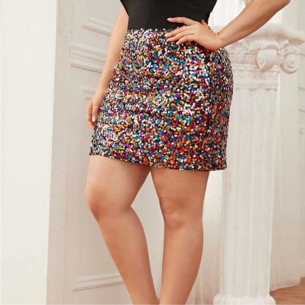 SHEIN Privé Plus Colorful Sequin Skirt 3XL - worn once
